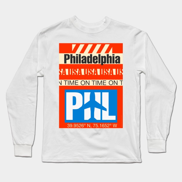 Airport Philadelphia American Long Sleeve T-Shirt by Woohoo